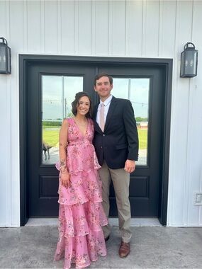 Lulu's Pink Floral Ruffled Maxi Dress